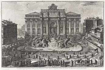 GIOVANNI B. PIRANESI Two etchings of the Fontana de Trevi from the Vedute di Roma.
